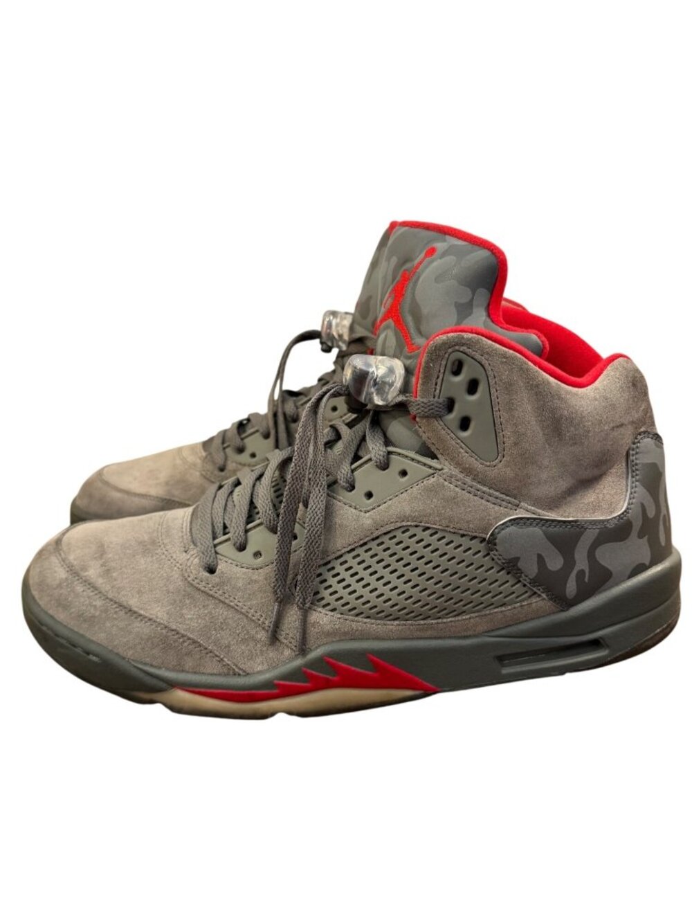 Air Jordan 5 Retro Camo Grey/Red Mens High-Top Sneakers Size 17
